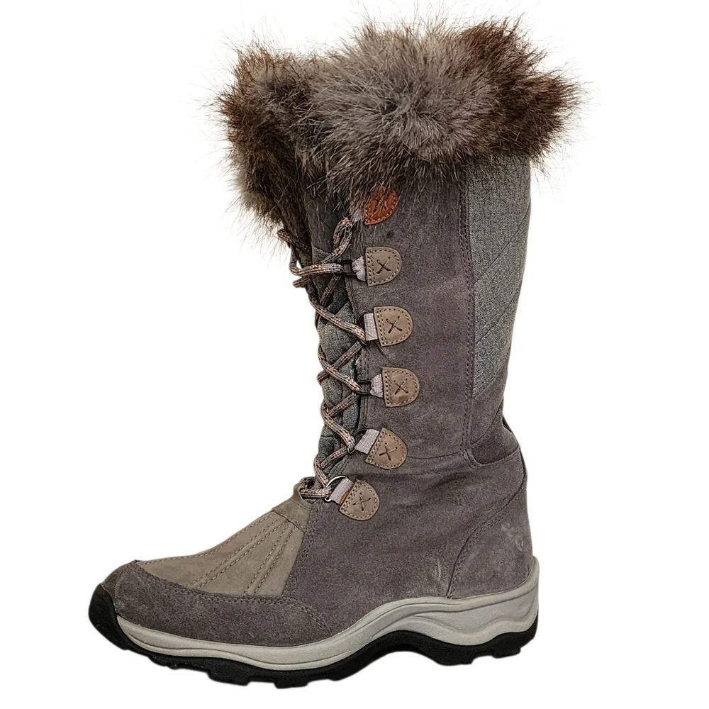 Women's Clarks Wintry Hi Tall Temps -20 C Grey Suede Winter Boots US 9.5 UK 7
